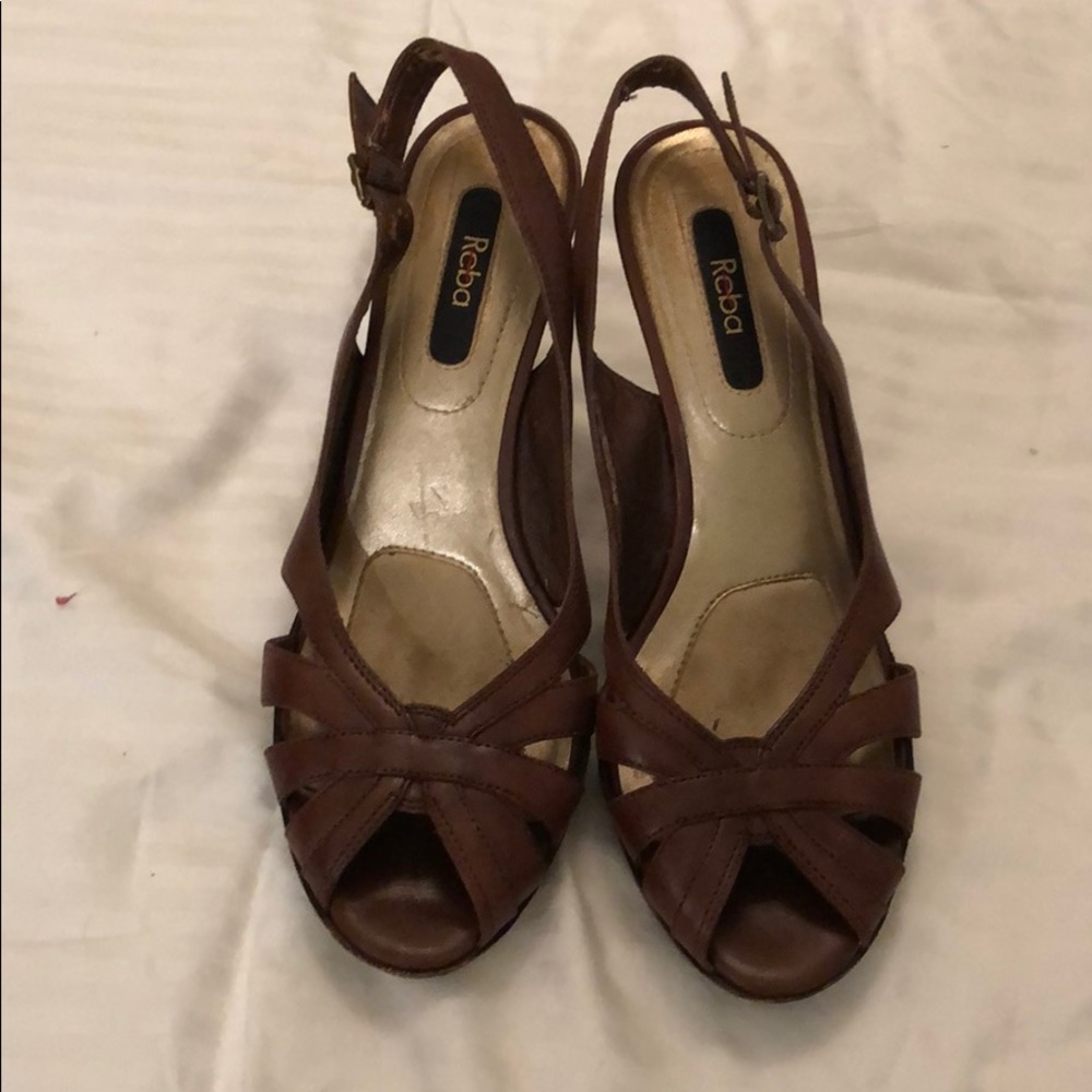 Reba McEntyre leather heeled sandals